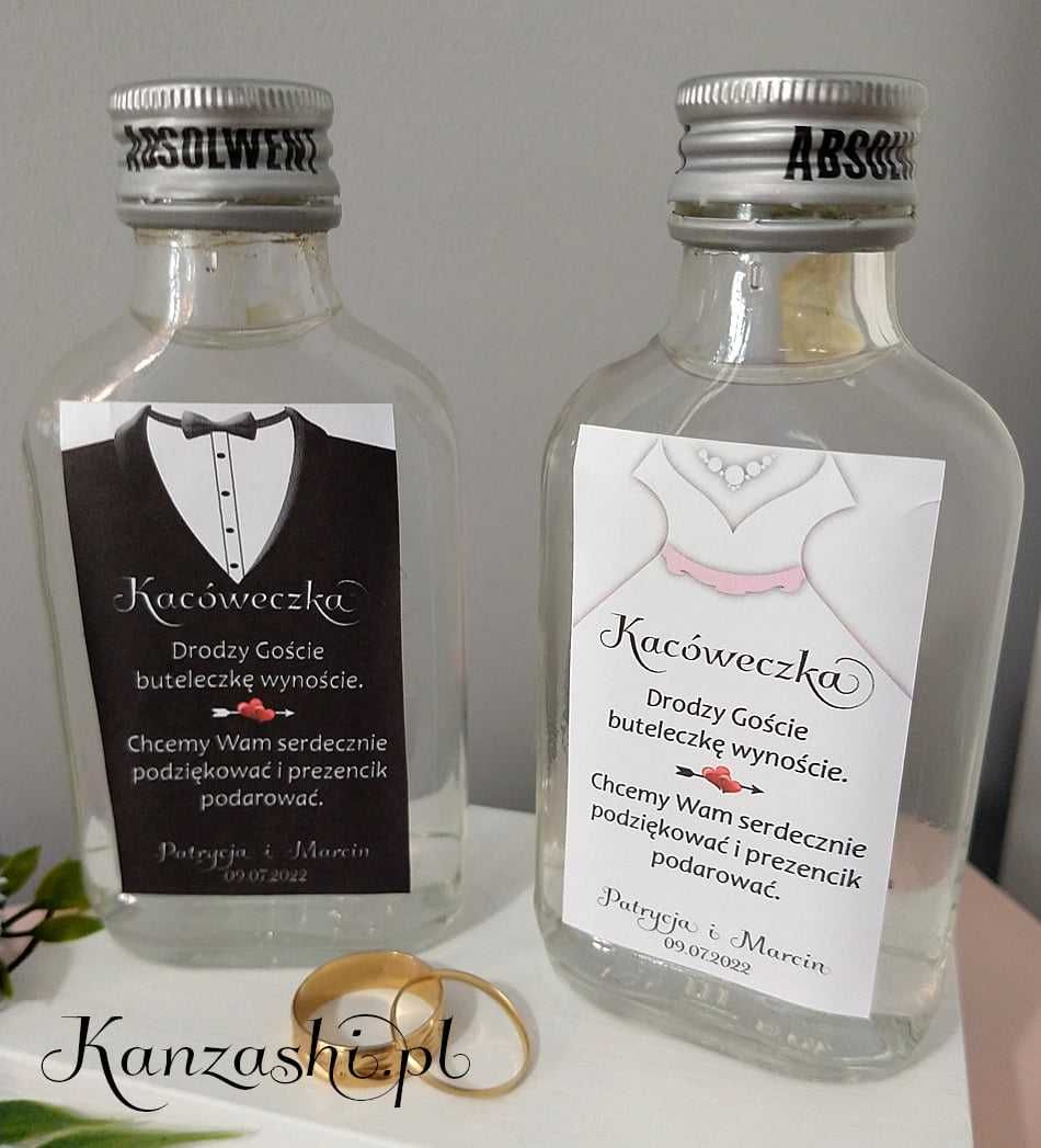 Naklejka na butelki 100 ml - Kacóweczka - Para Młoda