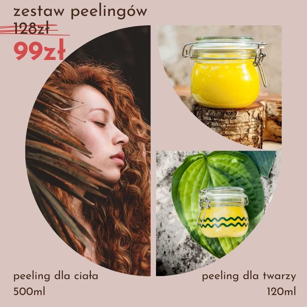 ZESTAW PEELINGÓW do twarzy i ciała z olejkami eterycznymi 500 i 120ml