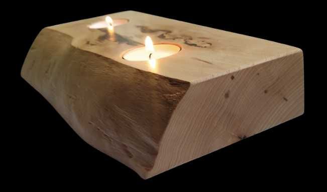 Świecznik Prezent Z Drewna Bukowego Typu Tealight 2