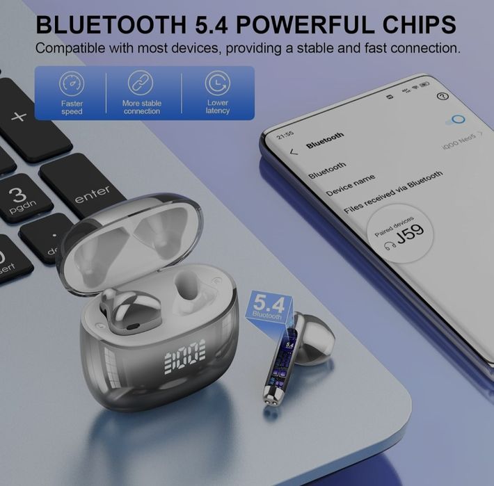 Нвушники Kicoeon J59 Wireless Earbuds, Bluetooth Headphones 48H Playt
