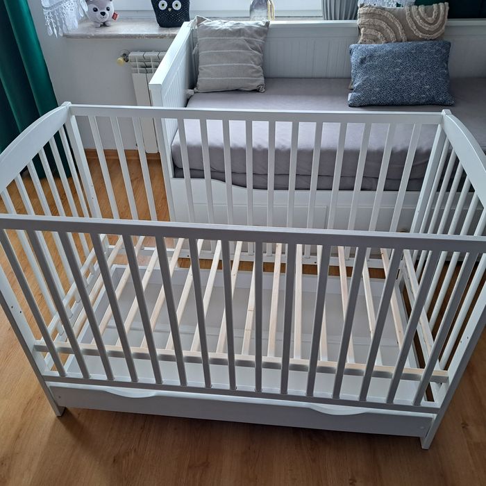 Łóżeczko dziecięce 120x60 białe drewniane