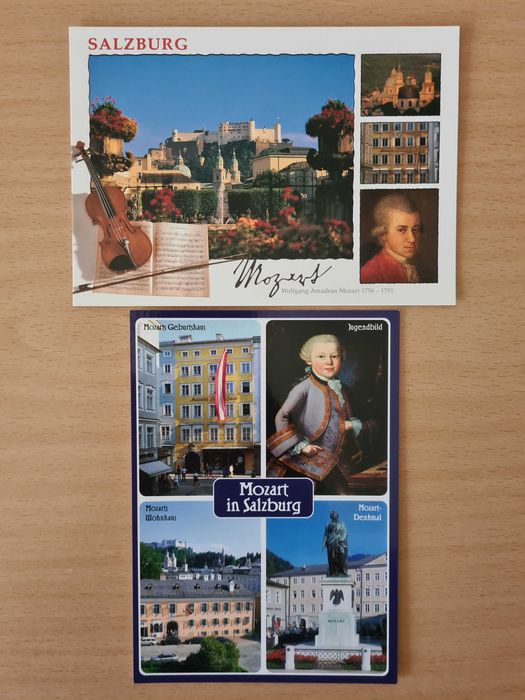 2 postais ilustrados da cidade de Salzburg, Áustria