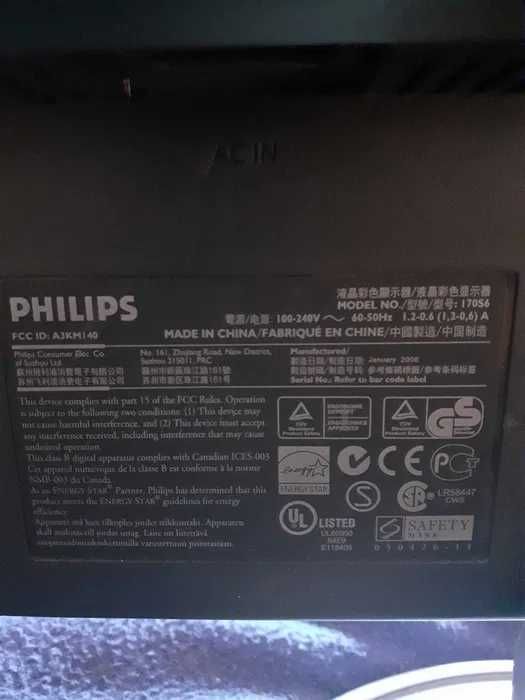 Monitor LCD Philips 170S 60Hz VGA (Sem Cabos)