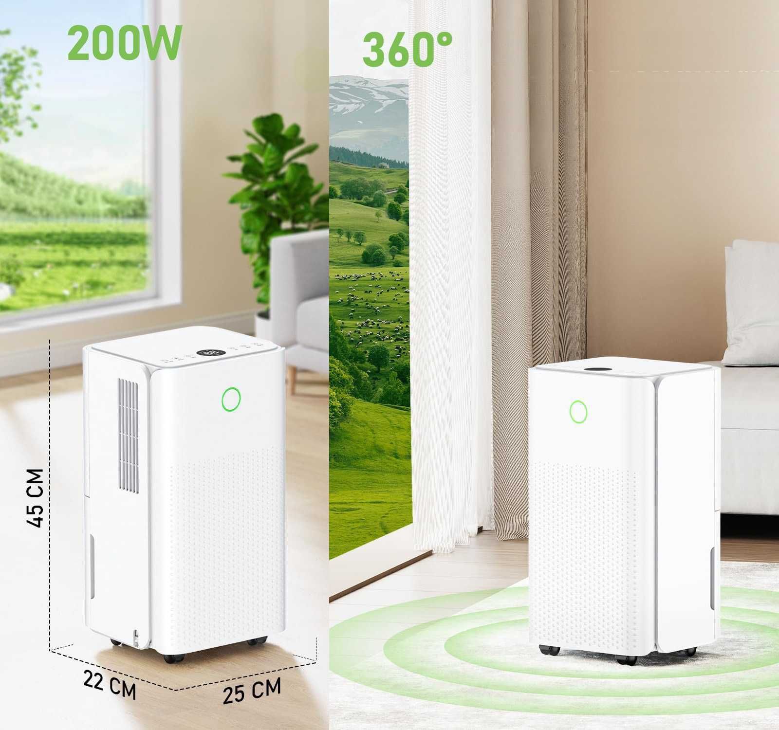 Osuszacz Powietrza - cichy i elektryczny 3 tryby pracy z sprężarką