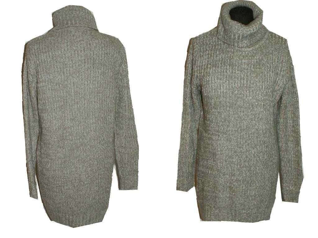 Peacocks sweter damski dłuższy golf tunika casual khaki 40