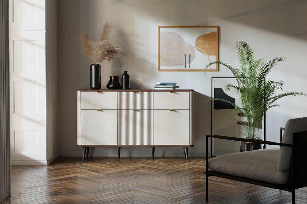 Komoda zaokrąglone boki kolor kaszmir + orzech