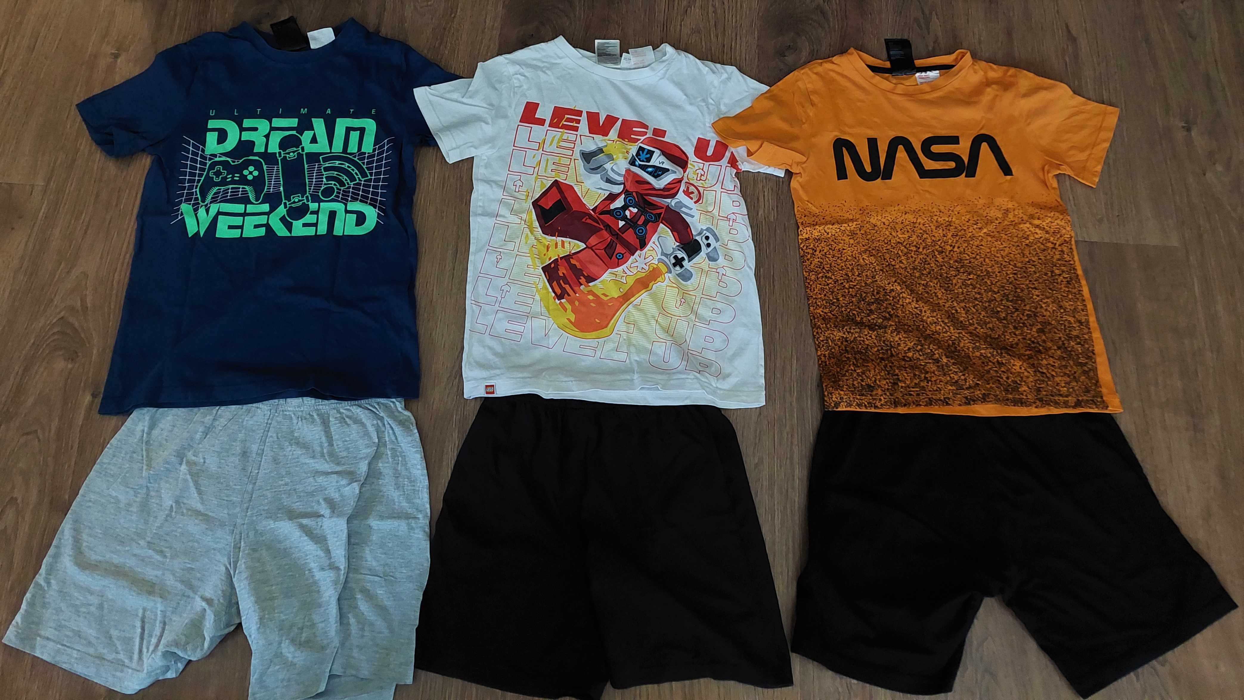 3 szt. piżamy H&M letnie 134 /140 chłopięce szorty t-shirty LEGO NASA