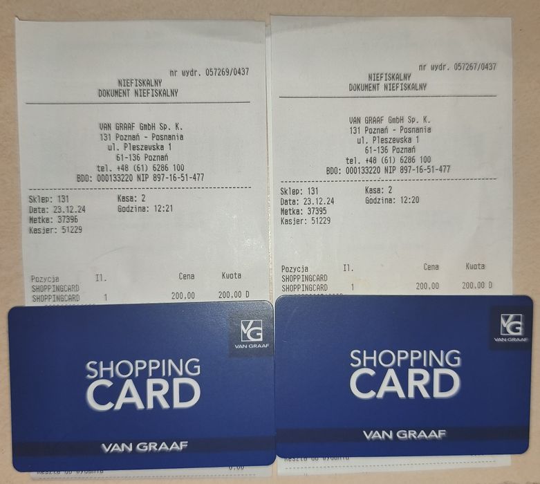Van Graaf karta podarunkowema 2 sztuki 10% taniej