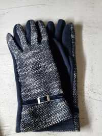 Rękawiczki dzianinowo-bawełniane czarno-szare