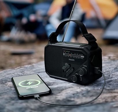 Radio przenośne PHILIPS TAR1609 Latarka SOS alarm Powerbank Solarne