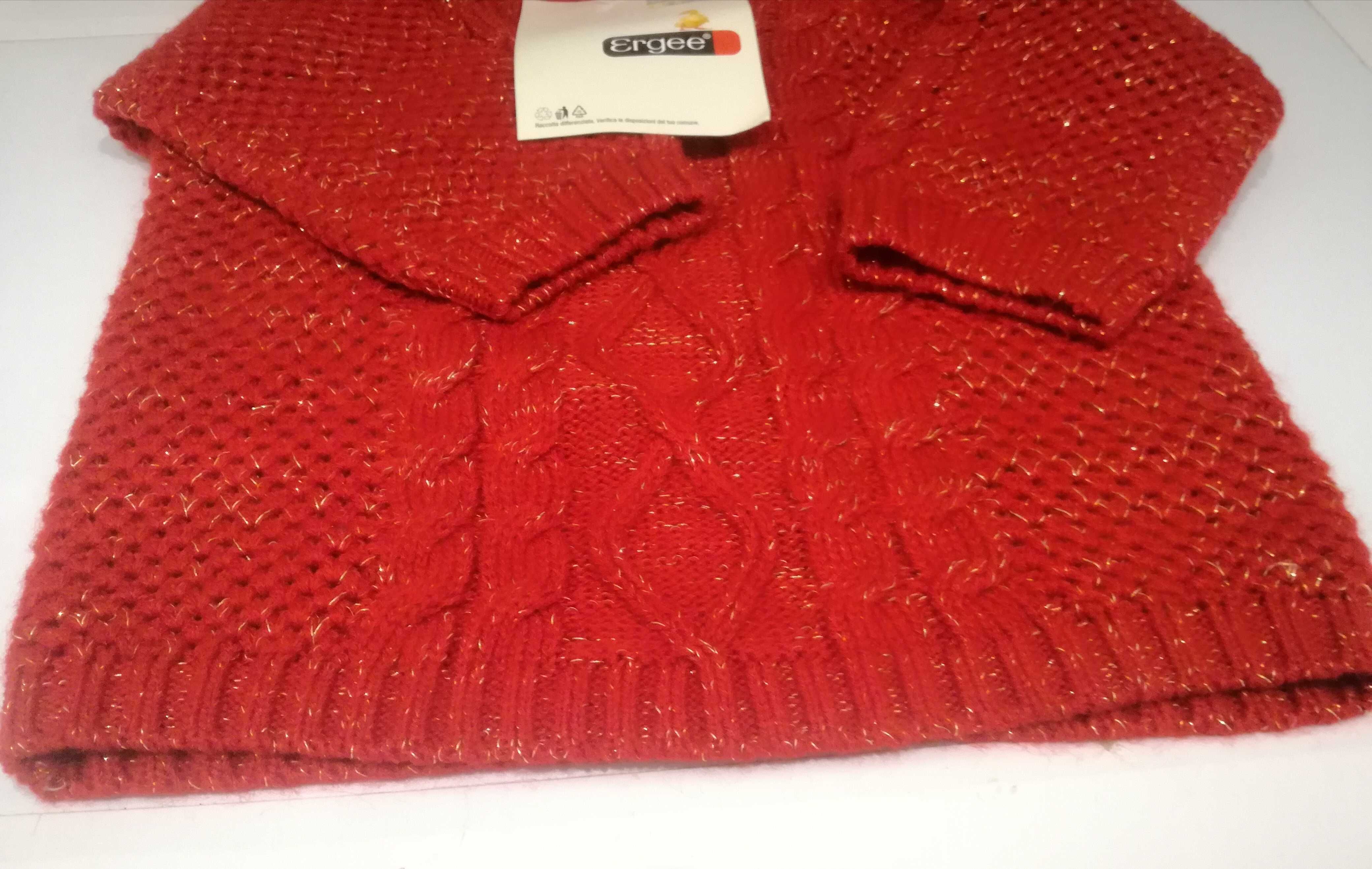 86 Nowy Czerwony Sweterek dziewczęcy Zimowy