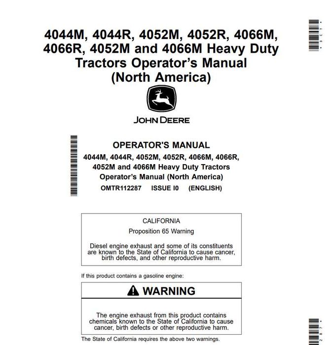 Instrukcja obsługi jd 4044M, 4044R, 4052M, 4052R, 4066M, 4066R, 4052M