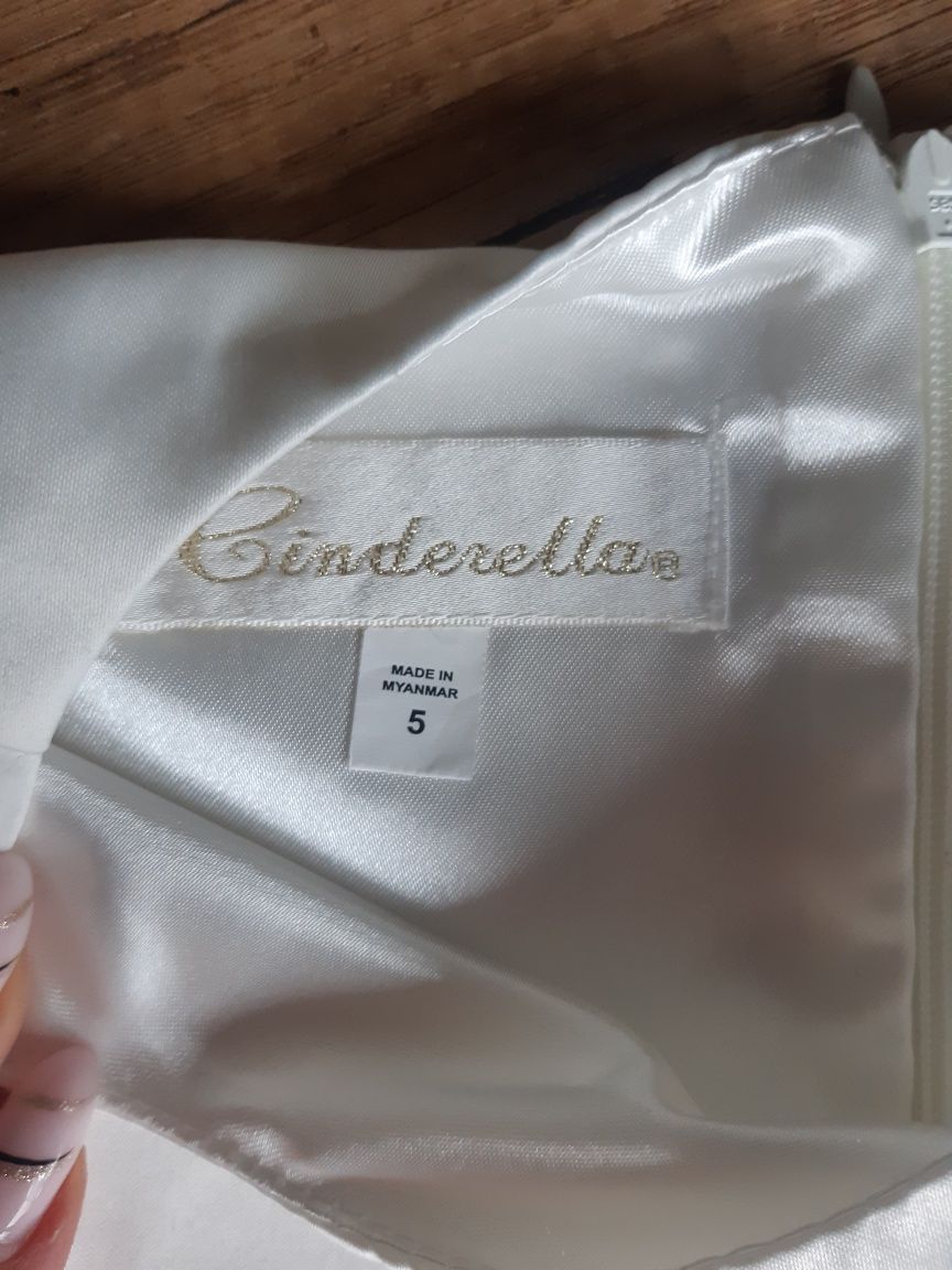 Sukienka koronkowa 110 cinderella 5 Biała elegancka komunia wesele