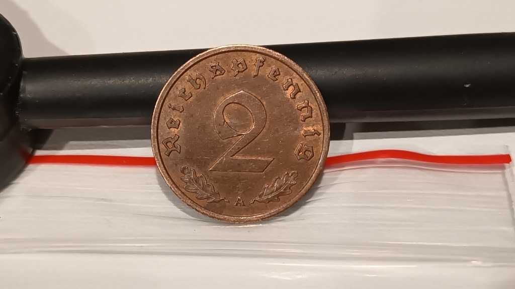 III Rzesza 2 Pfennig 1939r.A,Rzadki Stan