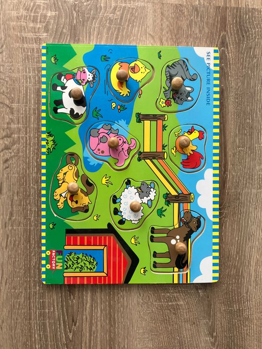 drewniane puzzle ze zwierzętami z farmy