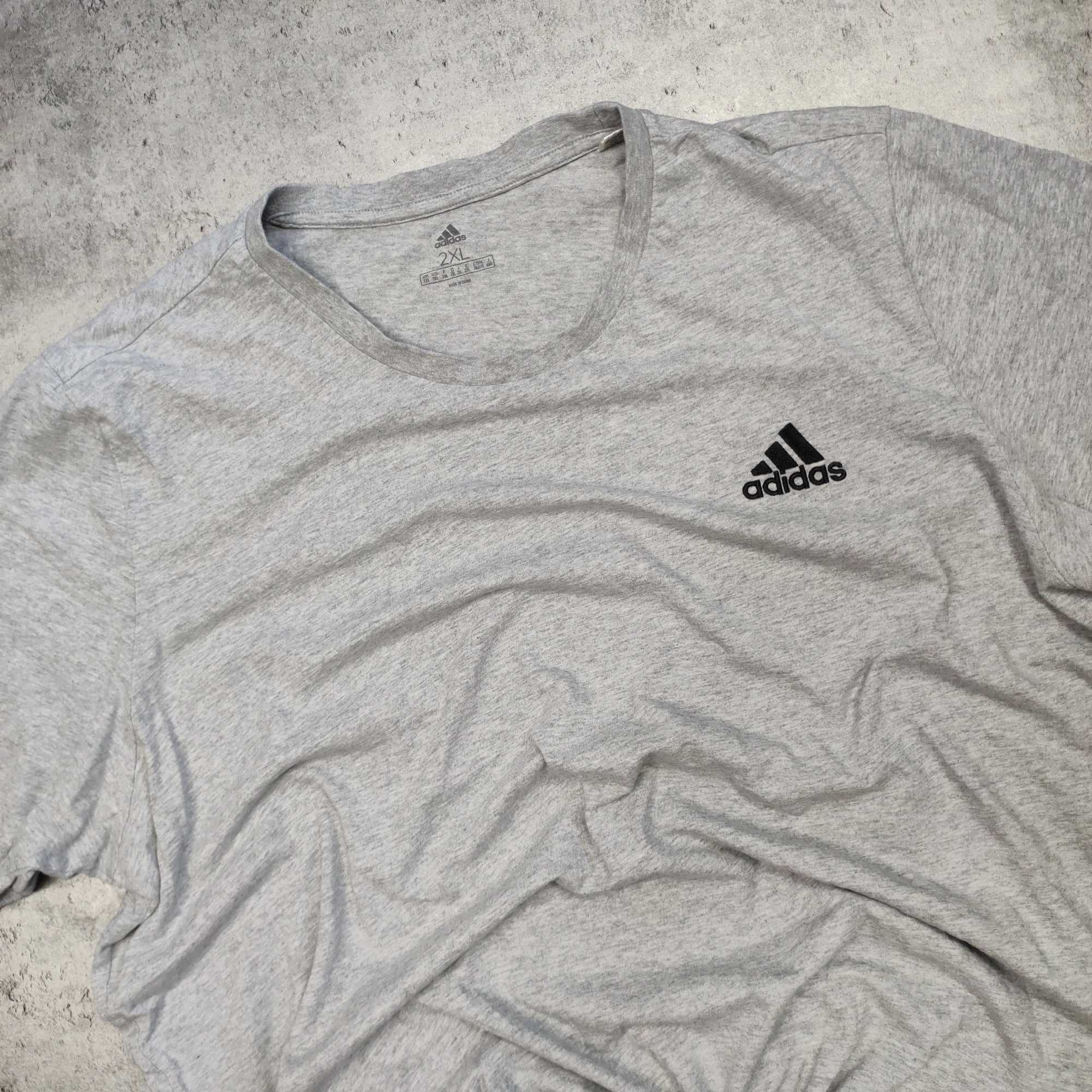 MĘSKA Koszulka Adidas Klasyczna Szara Bawełna Climacool Sportowa Logo