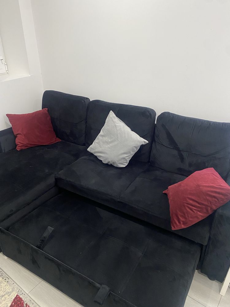 sofa novo preto chaise longue