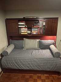 Móvel cama dupla + mesa de cabeceira + colchões