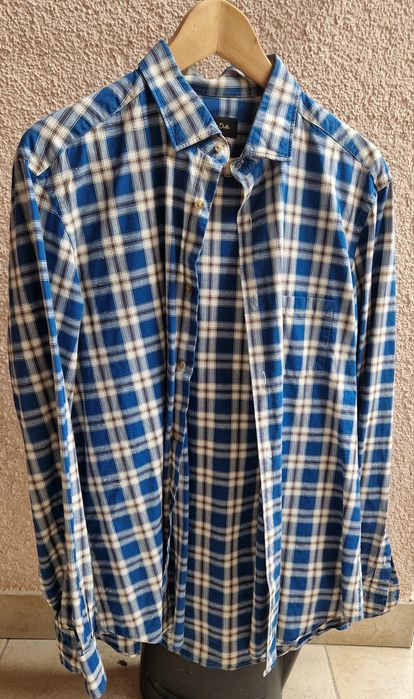 KOSZULA męska marki Massimo Dutti rozmiar XL bawełna krata niebieska