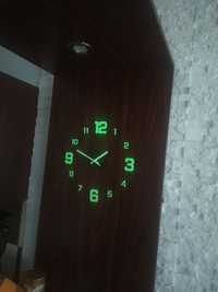 Светящиеся настенные часы, 3д годинник на стіну, клеющийся годинник 3D