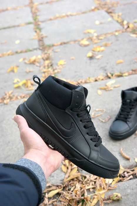 Чоловічі зимові черевики кросівки  Nike force натуральна шкіра ,теплі