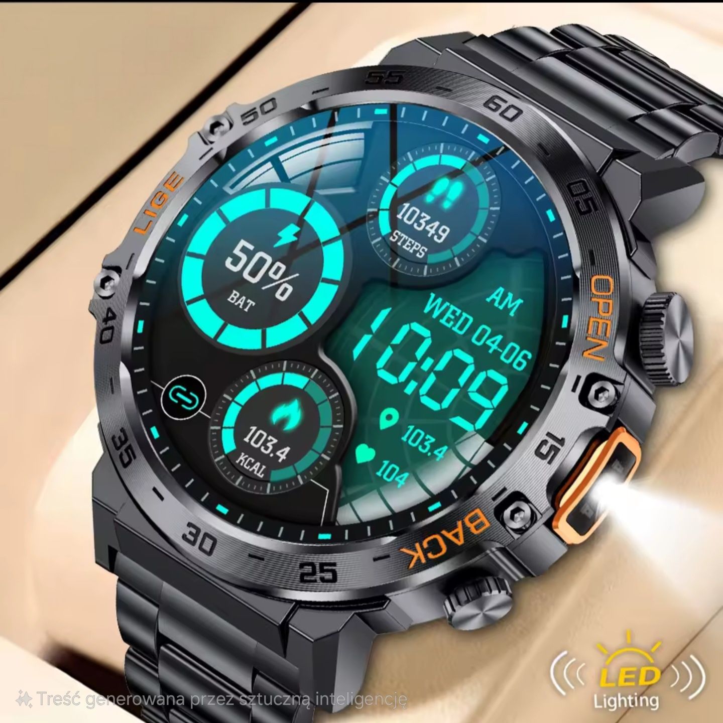 Zegarek Męski Smartwatch Explo Amoled  + Led Latarka