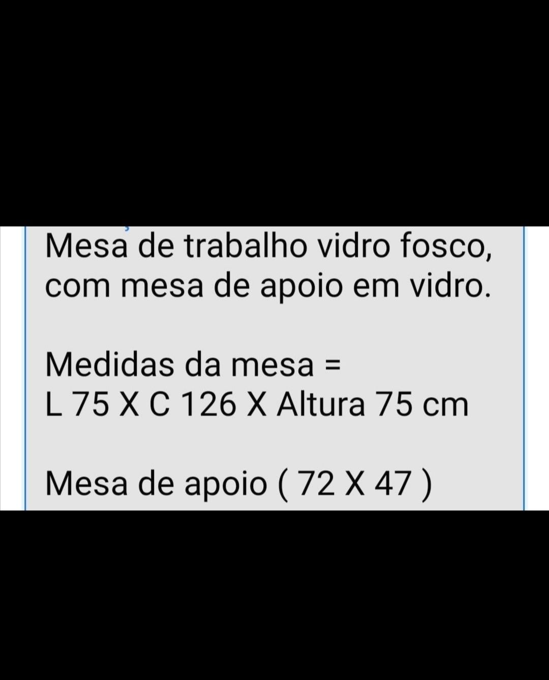 Mesa de trabalho com mesa de apoio vidro fosco