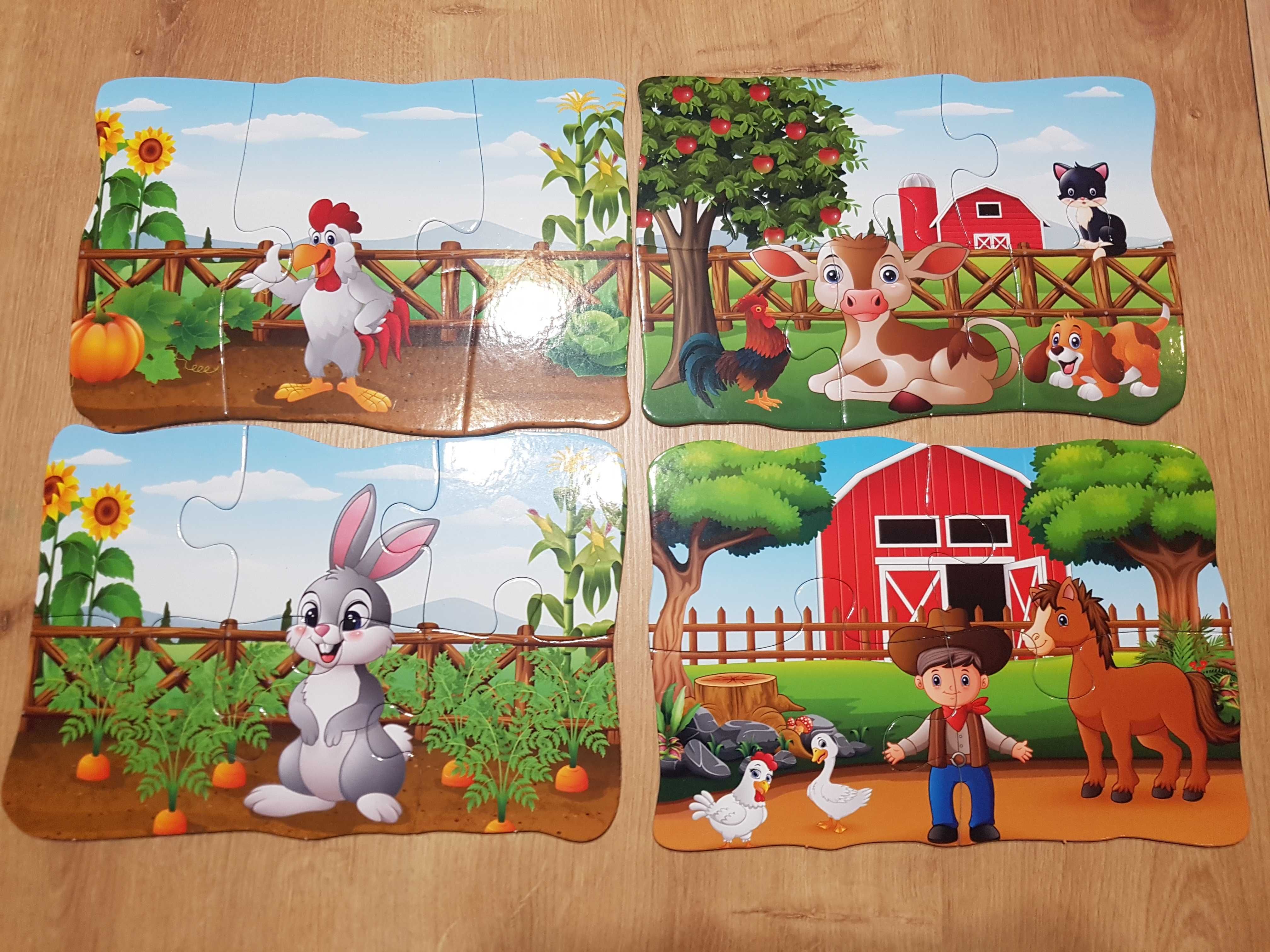 Puzzle dla dzieci świnki, pieski, dinozaury, samochody, pojazdy