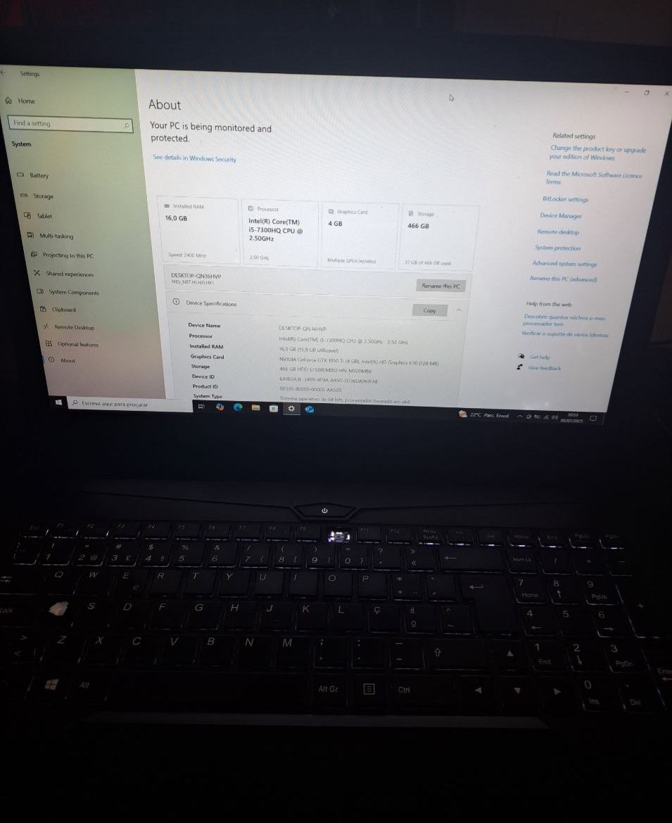 Laptop para jogos Clevo N850 Gaming