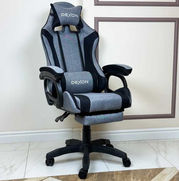 геймерське крісло з підставкою для ніг тканеве кресло геймерское