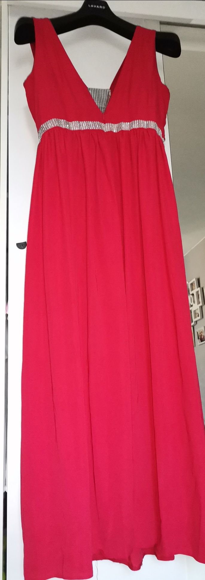 Suknia czerwona na wesele M/L z rozcięciem