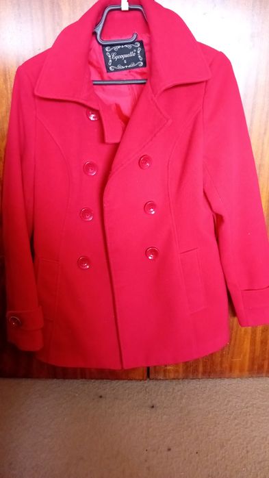 Casaco vermelho feminino de inverno para adolescente