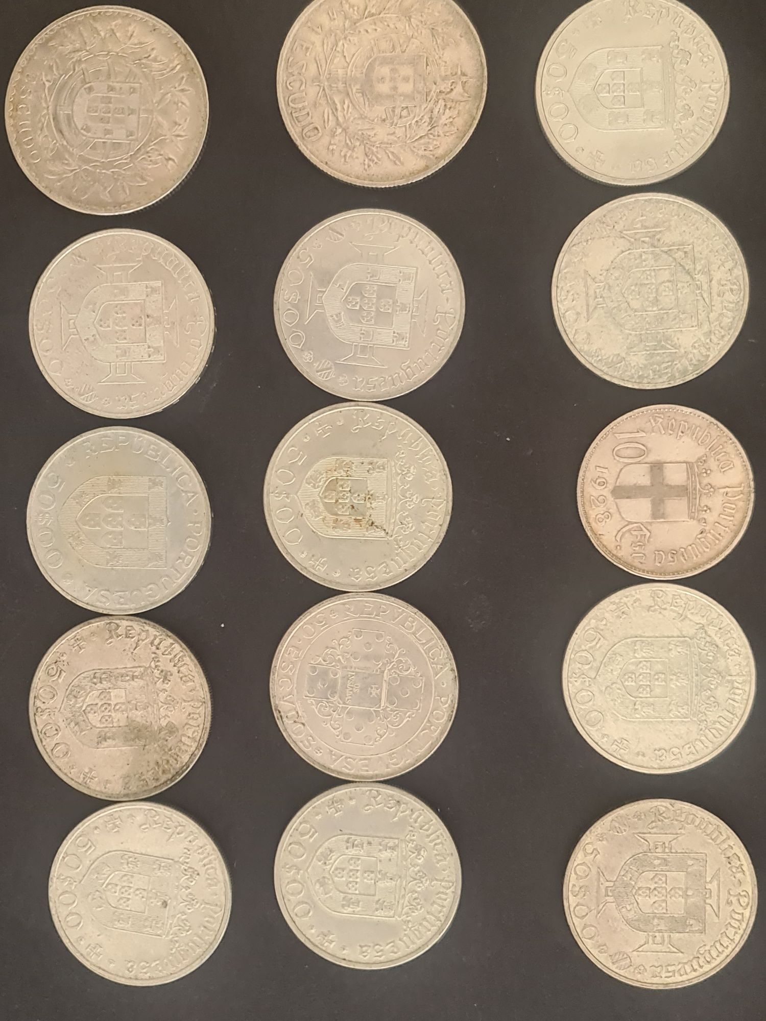 Lote de 15 moedas em prata