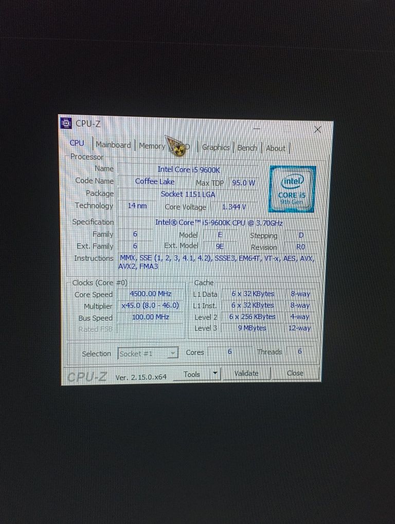 Gigabyte z370 hd3 + intel core i5 9600k