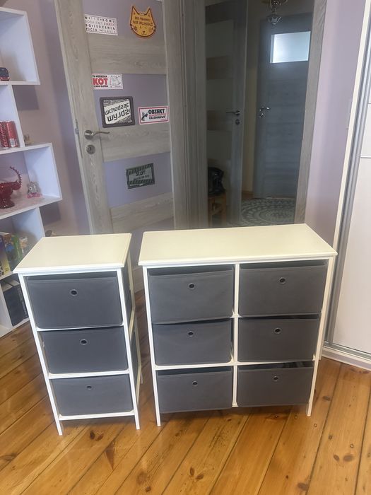 Komoda 2 sztuki kolor szaro biały