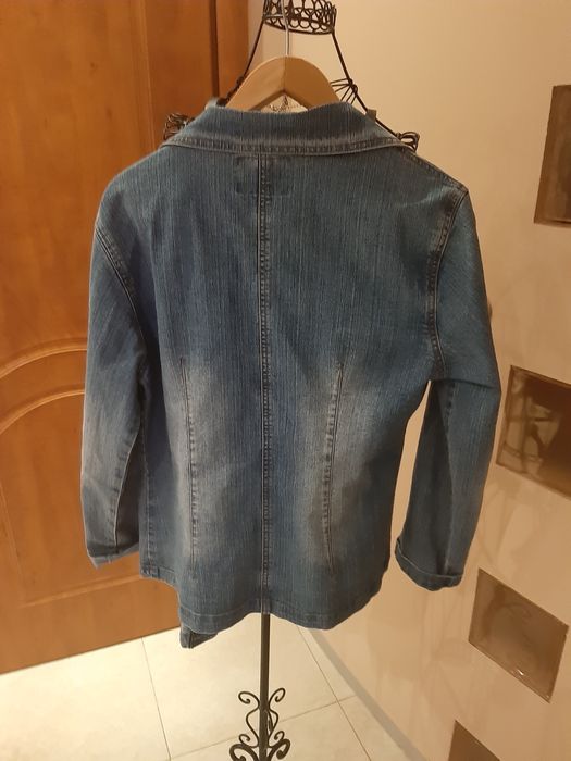 Kurtka L jeans denim vintage marynarka damska kolekcja boho denim nieb
