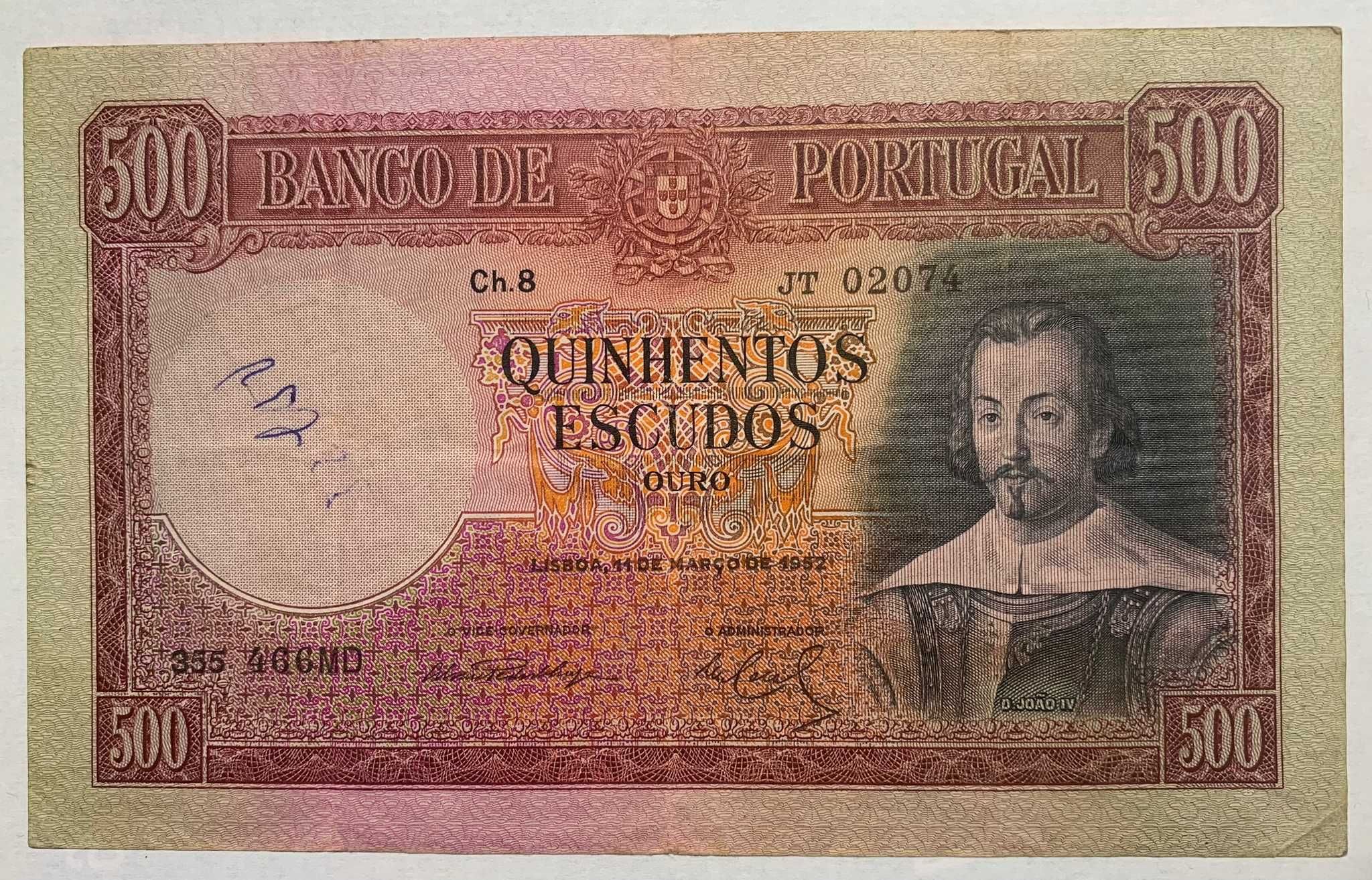 Nota Portugal - 500 Escudos 1952 - JT 02074