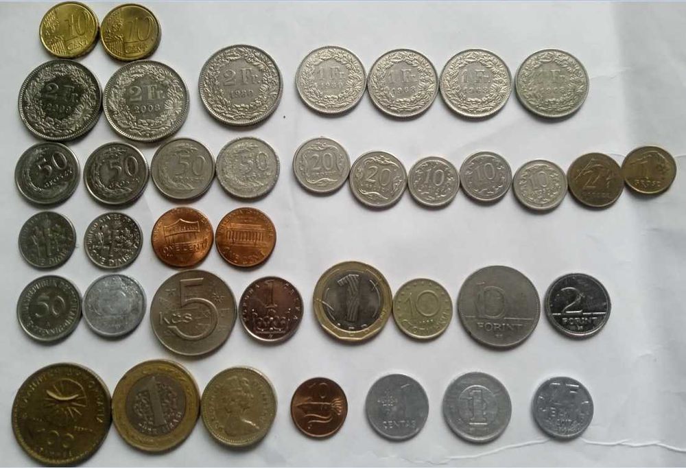 Продам монеты разных стран европы evro frank-CH zloty $ и всего мира