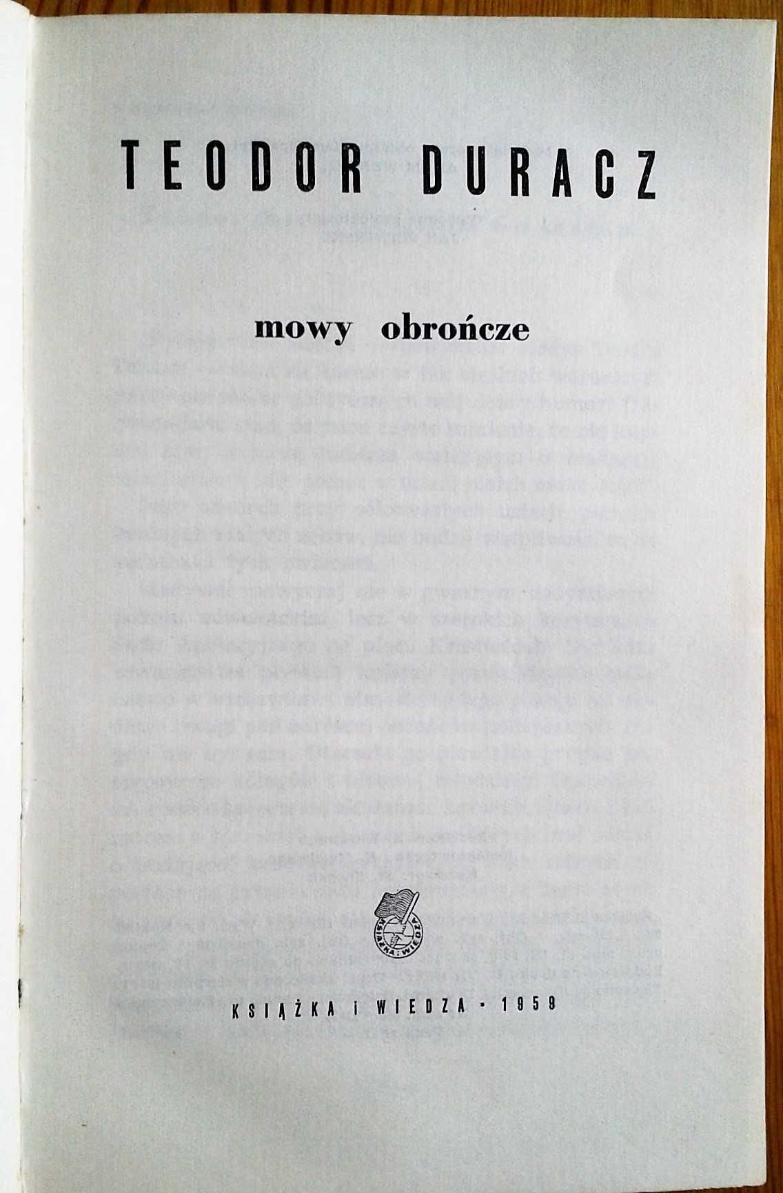 Teodor Duracz - Mowy obrończe, wydanie 1959