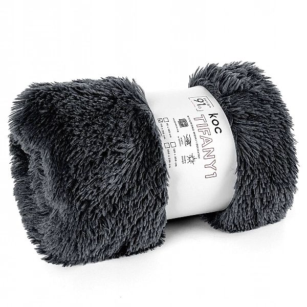 Koc narzuta na łóżko 200x220 Dwustronny Futrzak Tifany1 Stal