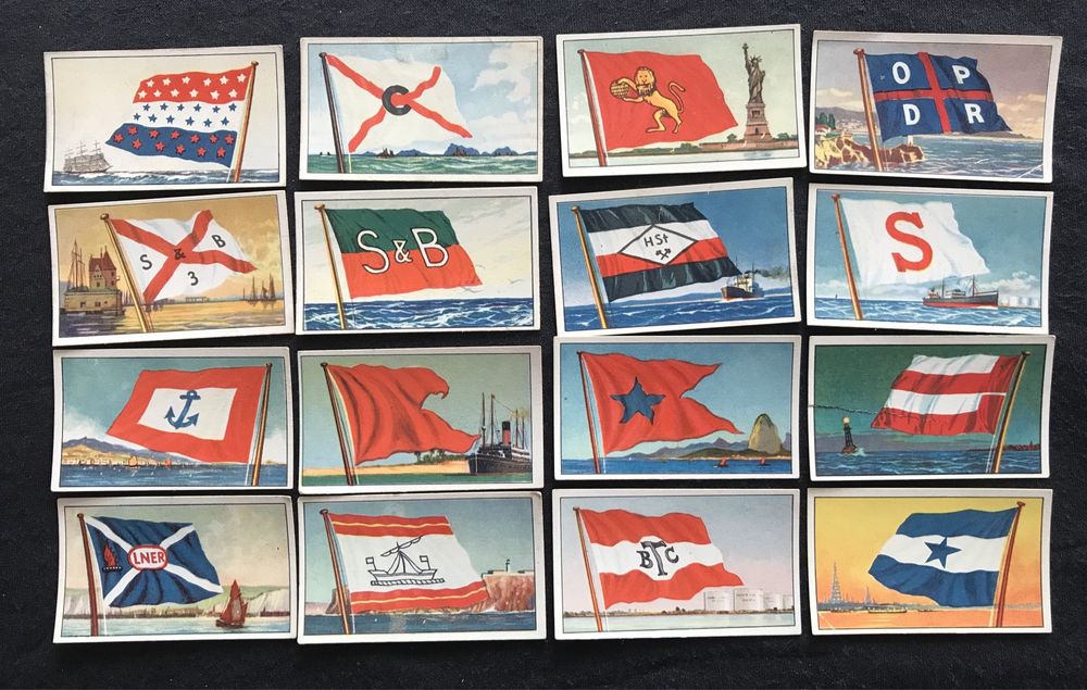 Вкладыши старинные коллекционные карточки флаги судоходных компаний