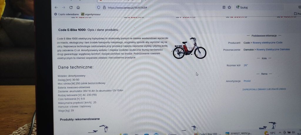 Code E-Bike 100 Rower hybrydowy czerwony