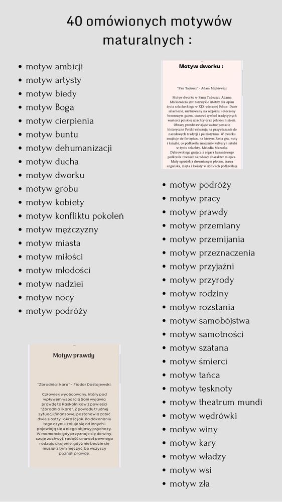 Motywy maturalne notatki