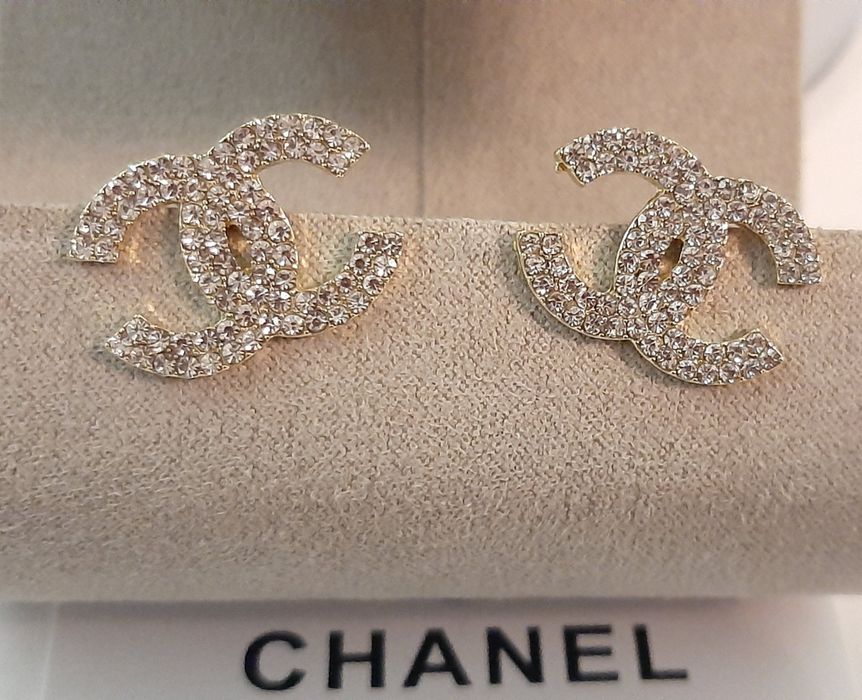 Duże, złote kolczyki cc kryształki Cudo lv ysl