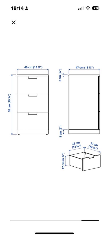 Komoda 3 szuflady Ikea Nordli