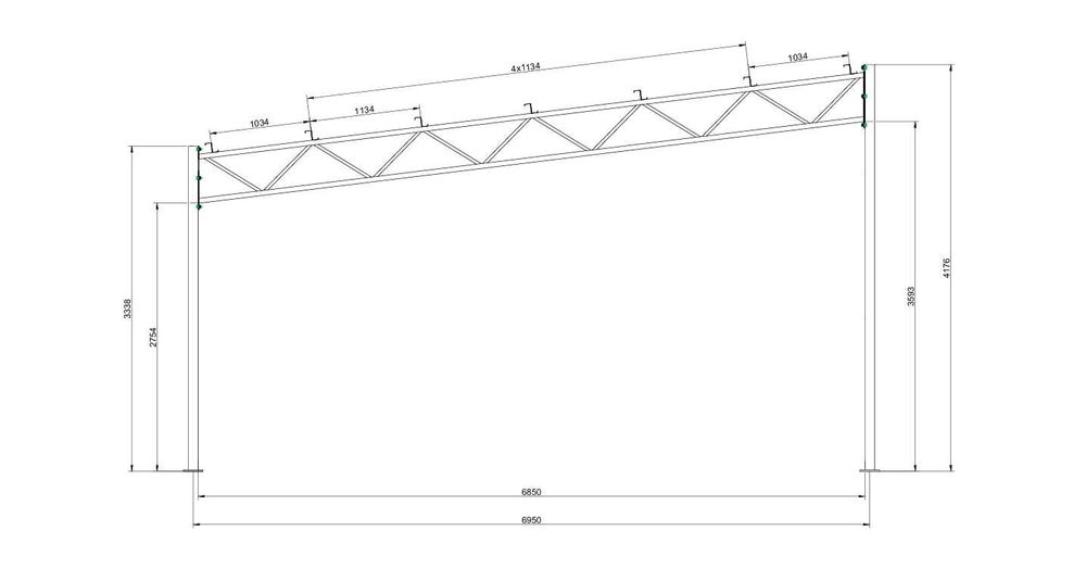 Przęsła dachowe z słupami 6m i 7m wysokie 4/3 i 5/3