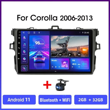 Магнітола Android 2/32GB для Toyota Corolla E140 E150 2007-2013 КАМЕРА