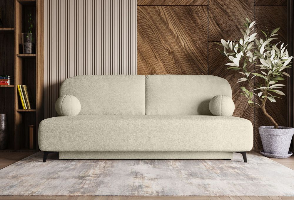 Sofa RIO Bouclé – Kanapa Tapczan Nowoczesna Funkcja Spania Baranek