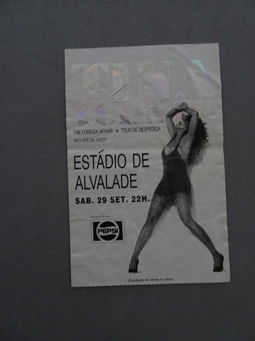 Bilhete antigo concerto Tina Turner - Estádio de Alvalade