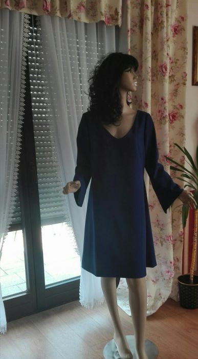 Modrakowa sukienka nowa:)krój lamania